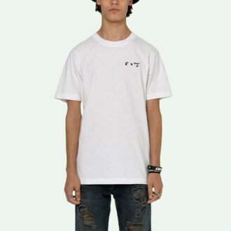 SS21 Camiseta de pantalones cortos con cuello redondo y logo, color blanco