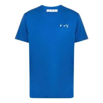 SS21 Camiseta de pantalones cortos con cuello redondo y logo en el pecho, versión estándar, azul