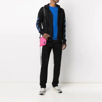 SS21 Camiseta de pantalones cortos con cuello redondo y logo en el pecho, versión estándar, azul