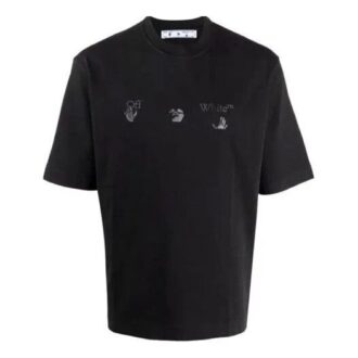 SS21 Camiseta de pantalones cortos con logo de manos, versión estándar, negro