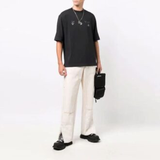 SS21 Camiseta de pantalones cortos con logo de manos, versión estándar, negro