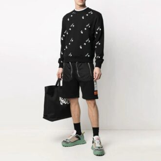 SS21 Camiseta estampada de corte ajustado y cuello redondo, color negro