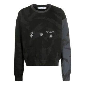 SS21 Cuello redondo con estampado de camuflaje y logotipo, negro