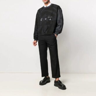SS21 Cuello redondo con estampado de camuflaje y logotipo, negro