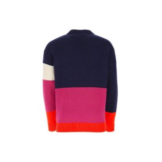 SS21 Cuello redondo con logo en bloques de color y mangas largas Azul