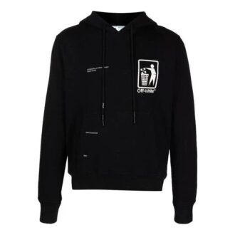 SS21 Estampado con capucha, manga larga, corte holgado, negro
