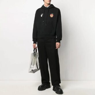SS21 Estampado, con capucha, manga larga, corte holgado, negro