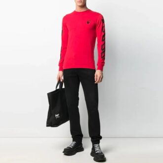 SS21 Estampado geométrico Manga larga Versión de corte ajustado Rojo