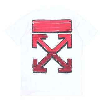 SS21 Jersey de cuello redondo con estampado del logotipo de la flecha hacia atrás, pantalones cortos, blanco