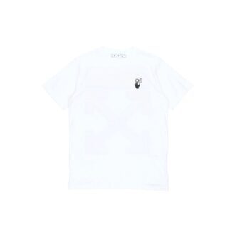 SS21 Jersey de cuello redondo con estampado del logotipo de la flecha hacia atrás, pantalones cortos, blanco