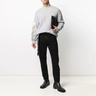 SS21 Jersey de rayas con estampado de logotipo Gris