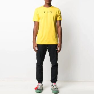 SS21 Logo Flecha Impresión Cuello Redondo Pantalones Cortos Corte Holgado Amarillo
