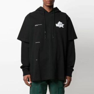 SS21 Manga con estampado de letras, corte holgado, negro