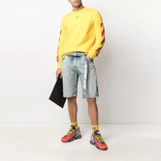 SS21 Pantalones Cortos de Denim con impresión del logotipo, versión azul