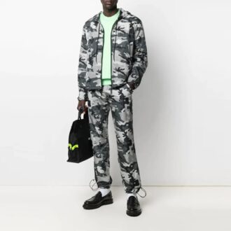 SS21 Pantalones deportivos de cintura media con estampado, versión estándar, camuflaje