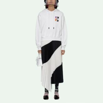 SS21 Sudadera con capucha y estampado de flecha degradada, versión casual, unisex, blanco