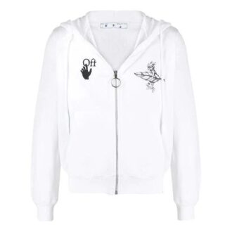 SS21 Sudadera con cremallera y estampado de logotipo, blanca