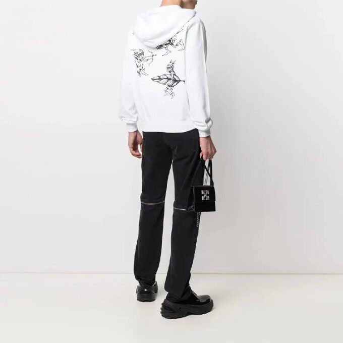 SS21 Sudadera con cremallera y estampado de logotipo, blanca