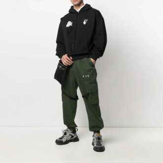 SS21 Suéter holgado con lengüeta roja y estampado del logotipo en negro