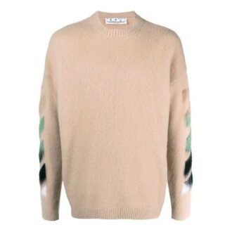SS21 Tejido de lana con estampado de flechas degradadas Marrón