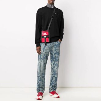 SS21 Versión de manga larga con cuello redondo holgado y logotipo alfabético, color negro