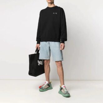 SS21 Versión de manga larga con cuello redondo y estampado de logotipo, color negro