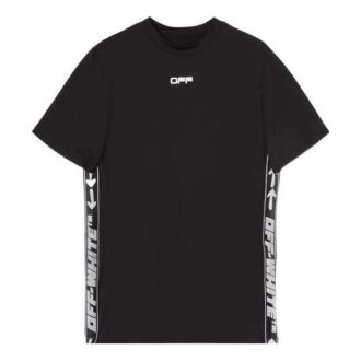SS22 Camiseta de manga corta con cuello redondo y estampado de letras, versión estándar, color negro