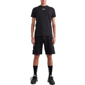 SS22 Camiseta de manga corta con cuello redondo y estampado de letras, versión estándar, color negro