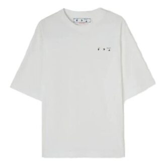 SS22 Camiseta de manga corta con patrón de logotipo en la espalda, corte holgado, color blanco