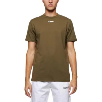 SS22 Estampado de flechas con letras, cuello redondo, pantalones cortos, verde