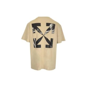 SS22 Geometry Arrow Printing Cuello redondo Pantalones Cortos Beige
