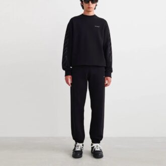 SS22 Pantalones largos deportivos con estampado de logotipo, versión estándar, negro