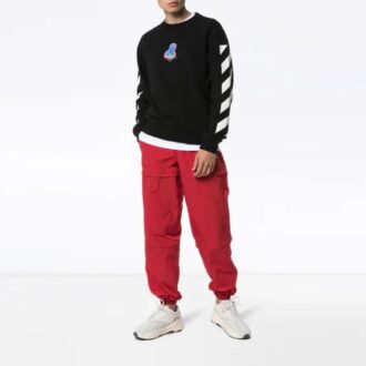 Sudadera ajustada con logo a rayas y forro térmico para hombre
