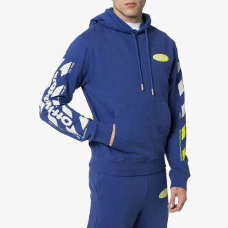 Sudadera con capucha ajustada con logo dividido para hombre, temporada primavera-verano 2019, azul