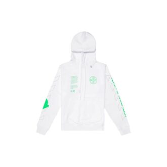 Sudadera con capucha blanca SS20 con dibujo de flechas en la espalda, logotipo para hombre, ajuste normal