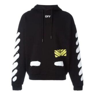 Sudadera con capucha de felpa con rayas de graffiti para hombre, color negro