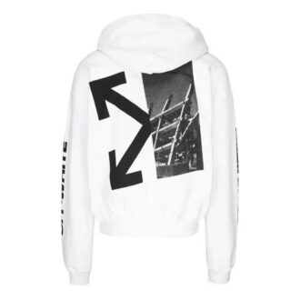 Sudadera con capucha de felpa Split Arrows para hombre, color blanco