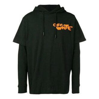 Sudadera con capucha de manga larga con letras impresas, color negro