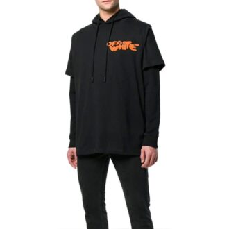 Sudadera con capucha de manga larga con letras impresas, color negro
