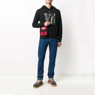 Sudadera con capucha estampada de Pascal para hombre, color negro