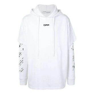 Sudadera con capucha SS20 con estampado de cinta de aeropuerto para hombre, color blanco