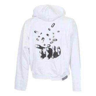 Sudadera con capucha y apliques unisex, color blanco