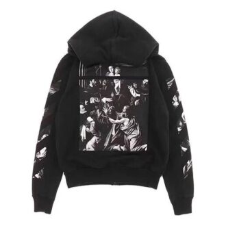 Sudadera con capucha y cremallera Caravaggio Square Slim «Negro/Multicolor»