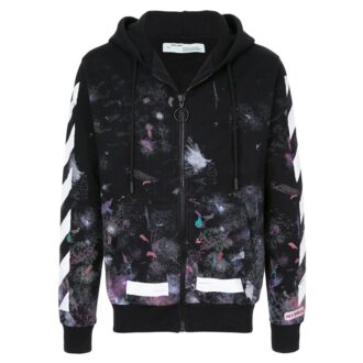 Sudadera con capucha y cremallera Diag Galaxy Brush «Negro, blanco y multicolor»