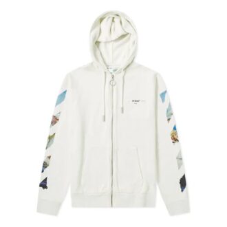 Sudadera con capucha y cremallera Printing Arrow para hombre, color blanco