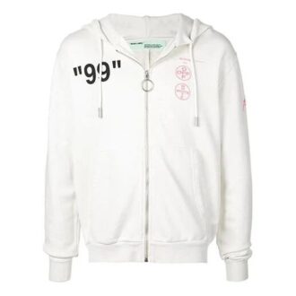 Sudadera con capucha y cremallera Virgil Abloh para hombre, color blanco