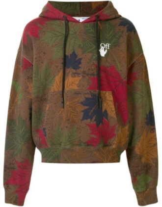 Sudadera con capucha y estampado de hojas