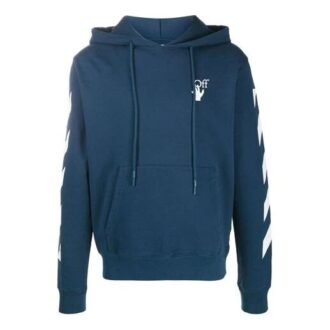 Sudadera con capucha y estampado de rayas diagonales para hombre, azul