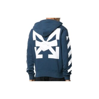 Sudadera con capucha y estampado de rayas diagonales para hombre, azul