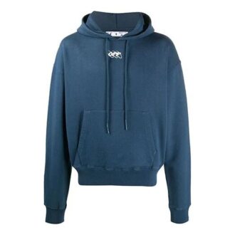 Sudadera con capucha y logotipo bordado para hombre, azul